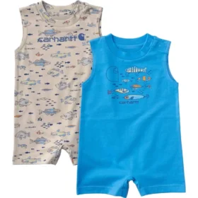 2-delt ærmeløst fiske-romper-sæt til drenge (baby)