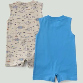 2-delt ærmeløst fiske-romper-sæt til drenge (baby)