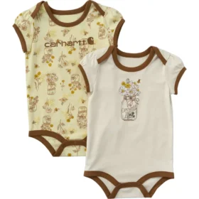 2-delt kortærmet bodysuit-sæt til piger med bi-print (baby)