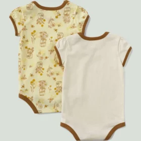 2-delt kortærmet bodysuit-sæt til piger med bi-print (baby)