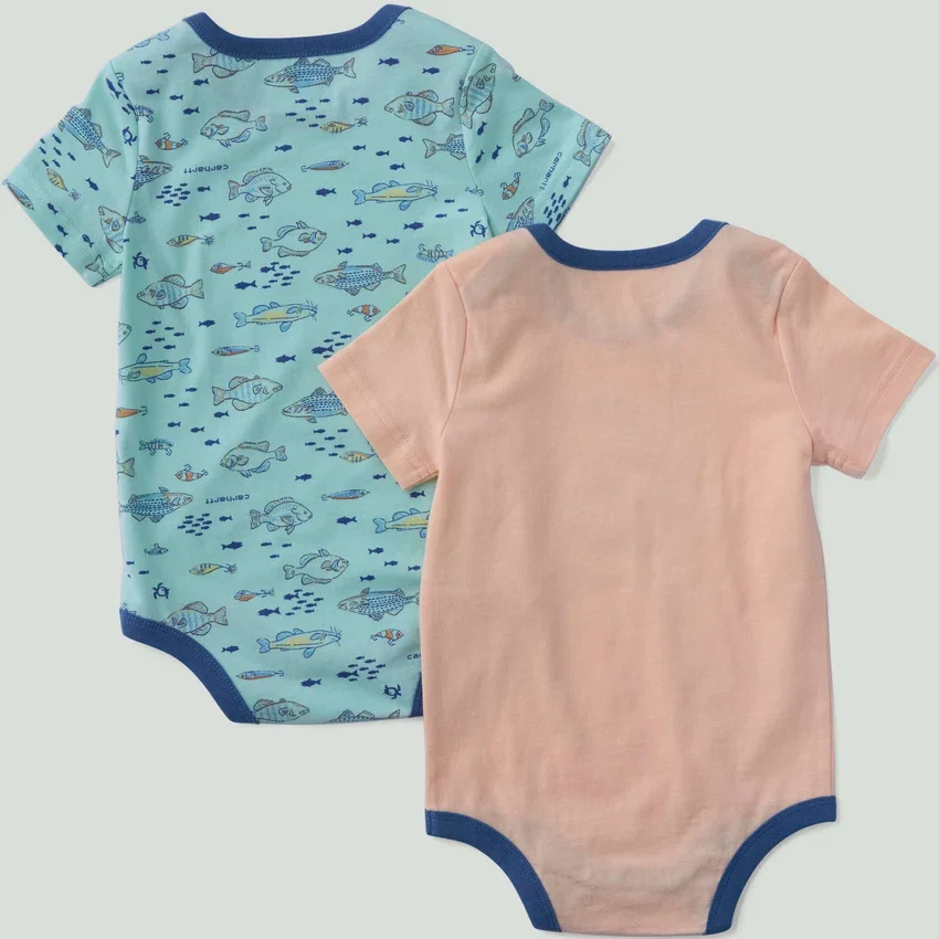 2-delt kortærmet fiske-bodysuit-sæt til drenge (baby)