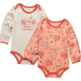 2-delt langærmet bodysuit-sæt til piger med bondegårdsprint (baby)