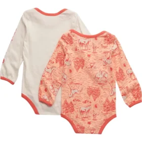2-delt langærmet bodysuit-sæt til piger med bondegårdsprint (baby)
