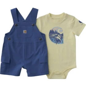 2-delt sæt til drenge bestående af kortærmet body og shorts med cargolommer (baby)