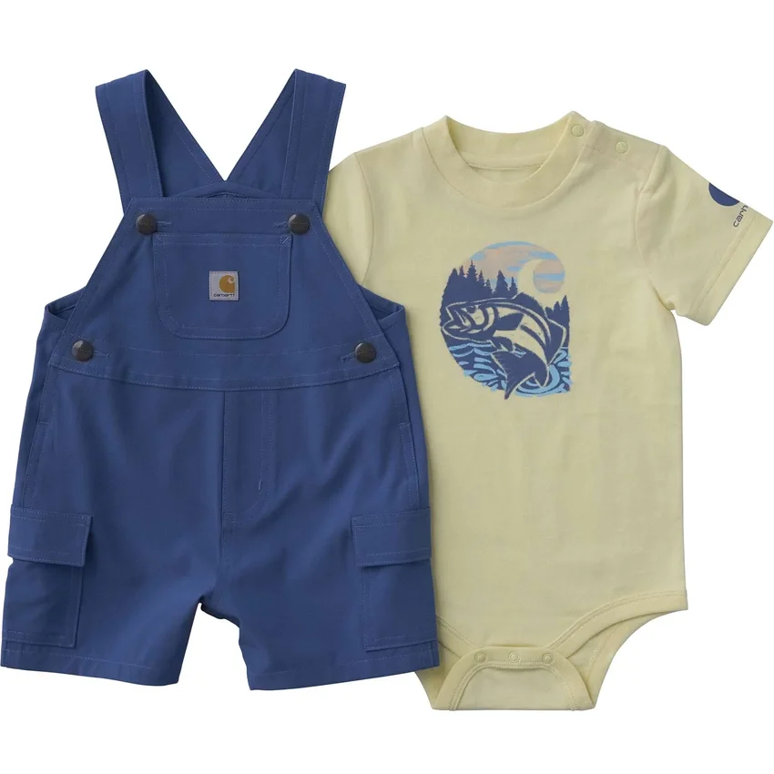 2-delt sæt til drenge bestående af kortærmet body og shorts med cargolommer (baby)