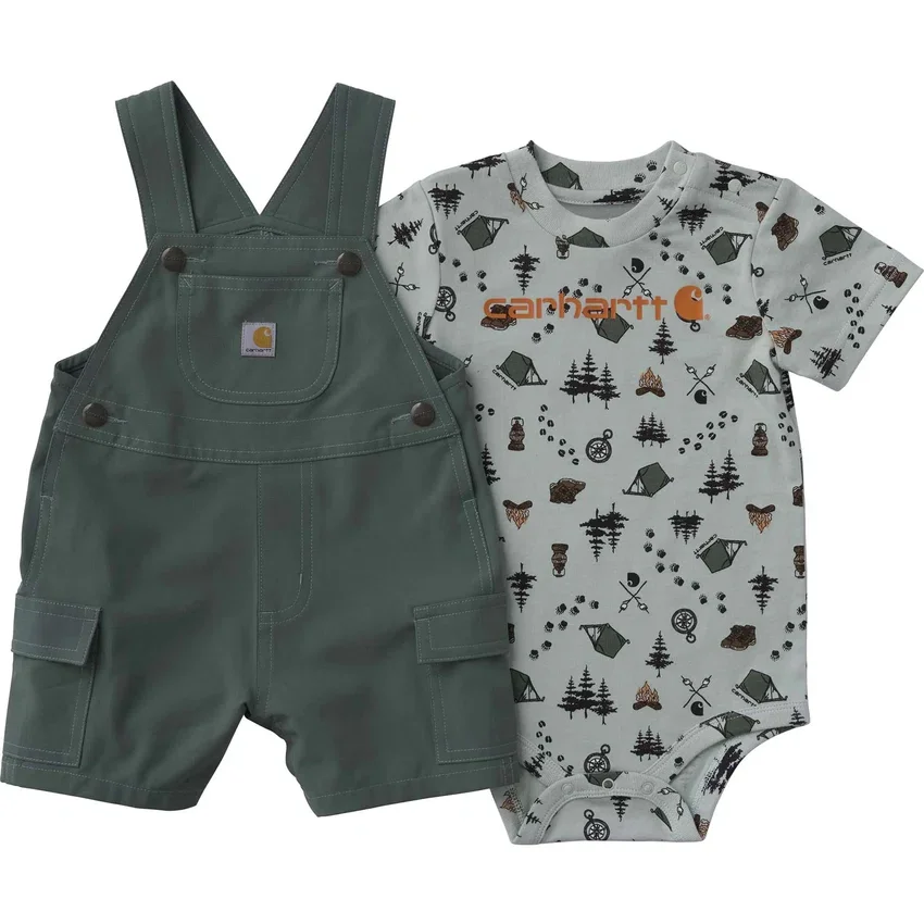 2-delt sæt til drenge bestående af kortærmet body og shorts med cargolommer (baby)