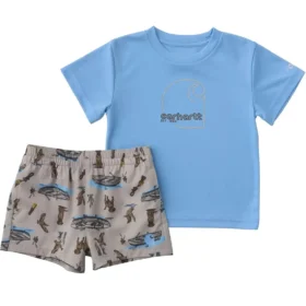 2-delt sæt til drenge med kortærmet Sun Defender® Force®-skjorte og vævede shorts (baby)