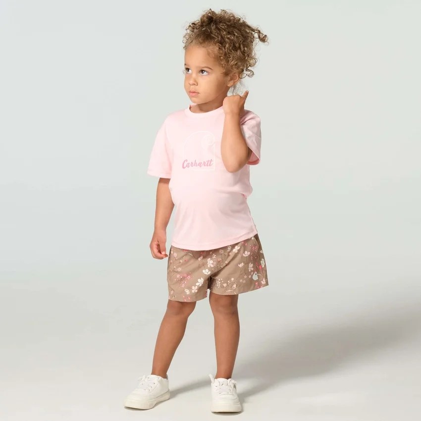 2-delt sæt til piger med kortærmet Force Sun Defender™ T-shirt og shorts med elastisk linning og print (småbørn)