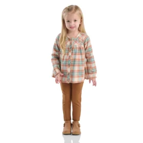 2-delt sæt til piger med langærmet flanellbluse og Leggings (småbørn)