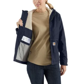 Brandsikker Full Swing®-jakke i løs pasform med Quick Duck® og sherpa-for til kvinder