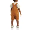 Canvas-shortalls med flæser foran til piger (baby/småbørn)