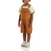 Canvas-shortalls med flæser foran til piger (baby/småbørn)
