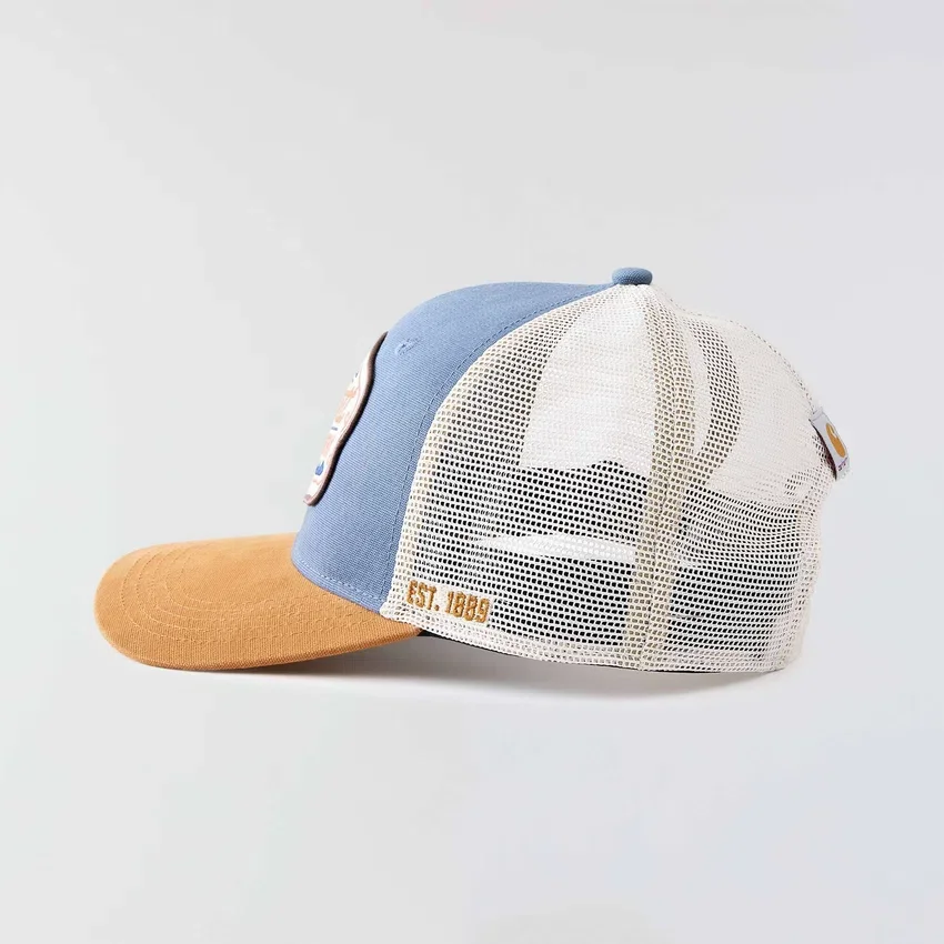 Canvas-trucker-kasket med netbagside og landskabsgrafik