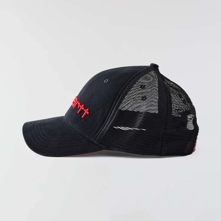 Canvas-truckerhat med netbagside og logo