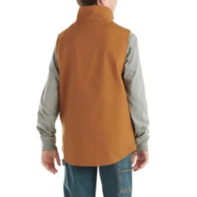 Canvas-vest med lynlås foran og sherpa-for til drenge