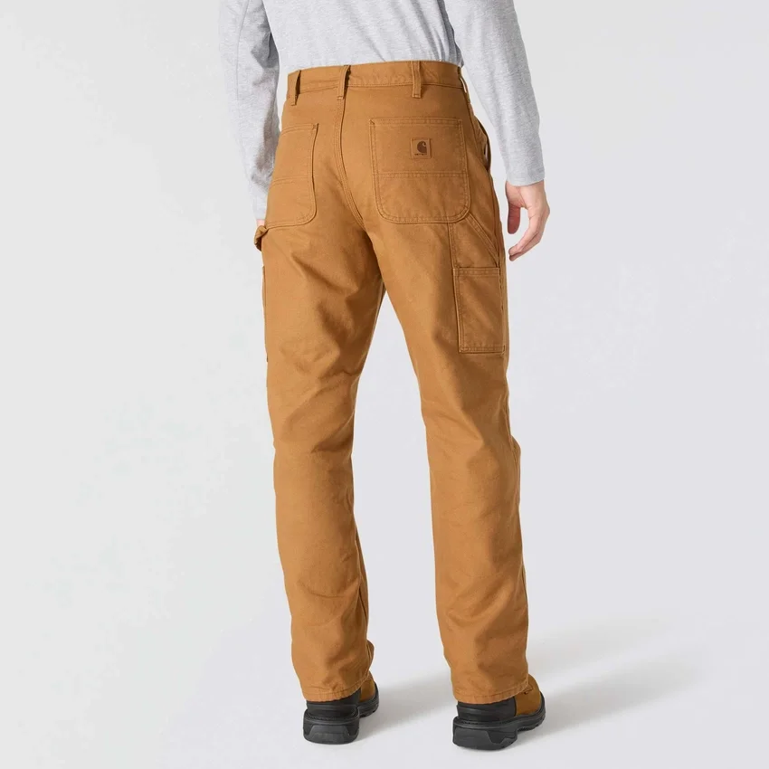 Carhartt B111 Løse, lige, vaskede arbejdsbukser til mænd i duck med foring
