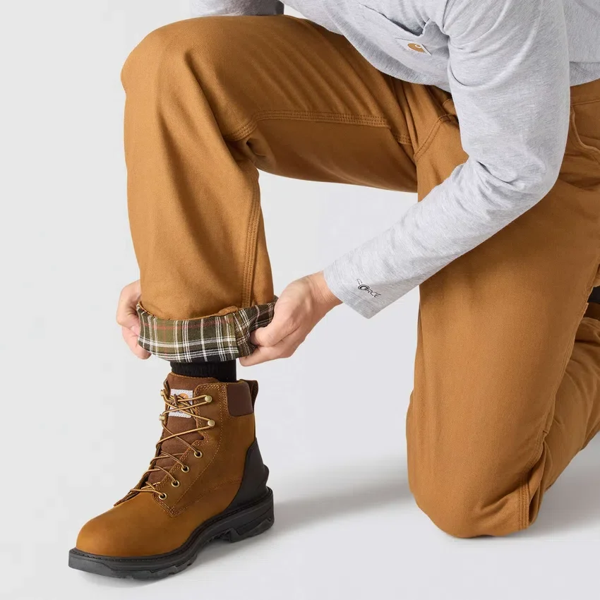 Carhartt B111 Løse, lige, vaskede arbejdsbukser til mænd i duck med foring