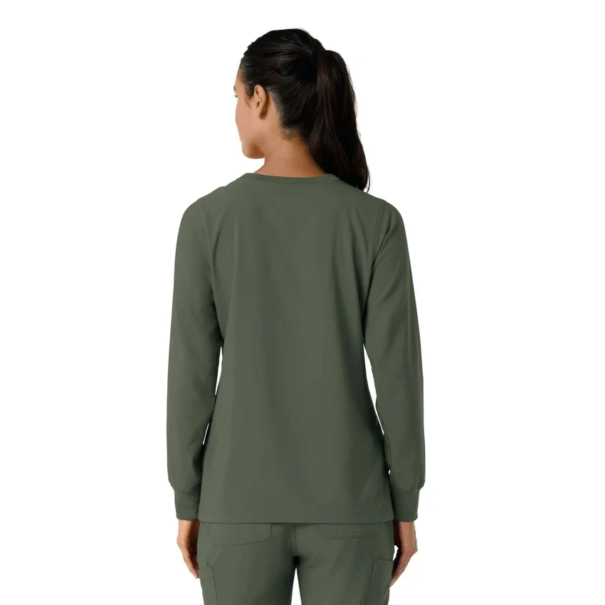 Carhartt Force Cross-Flex langærmet scrub-bluse med rund hals til kvinder
