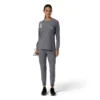 Carhartt Force Cross-Flex langærmet scrub-bluse med rund hals til kvinder