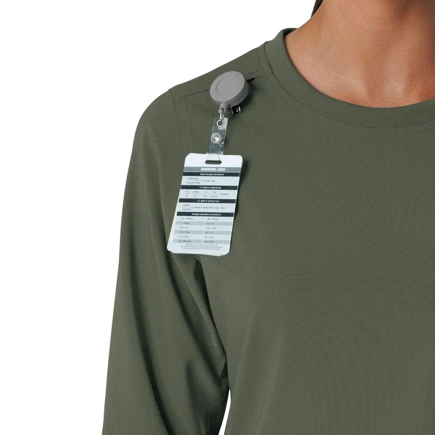 Carhartt Force Cross-Flex langærmet scrub-bluse med rund hals til kvinder