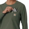 Carhartt Force Cross-Flex langærmet scrub-bluse med rund hals til kvinder