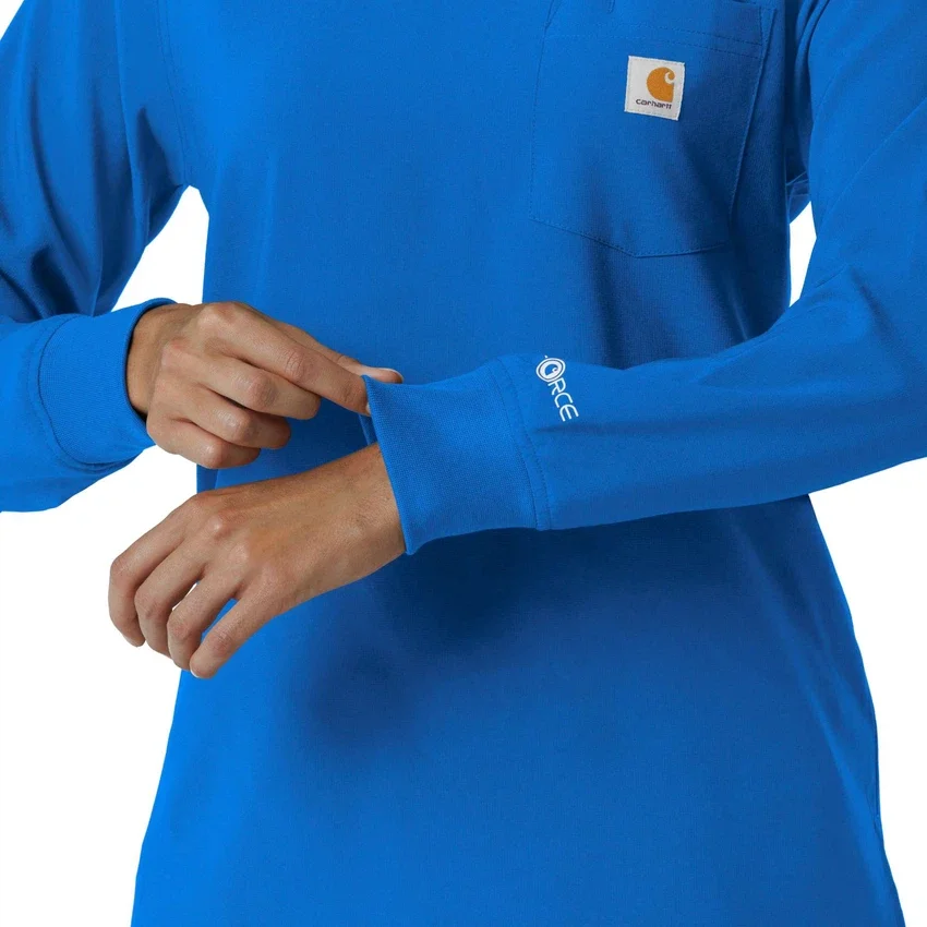 Carhartt Force Cross-Flex langærmet scrub-bluse med rund hals til kvinder