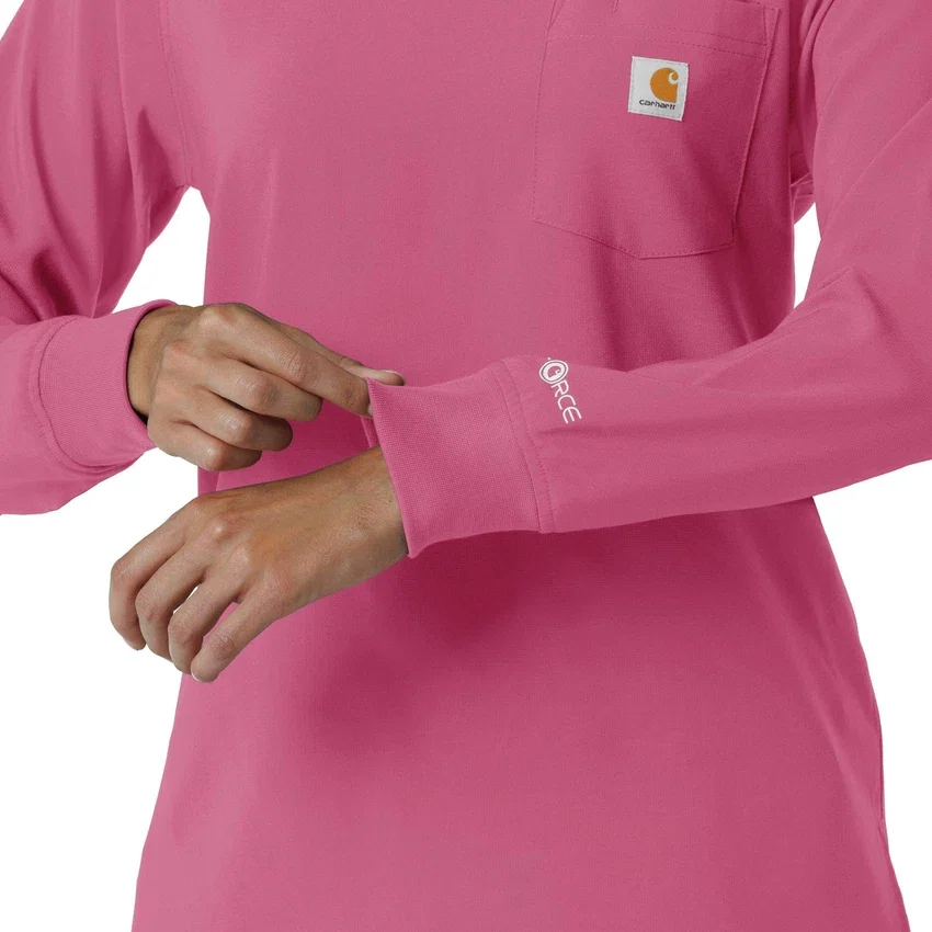 Carhartt Force Cross-Flex langærmet scrub-bluse med rund hals til kvinder