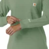 Carhartt Force Cross-Flex langærmet scrub-bluse med rund hals til kvinder