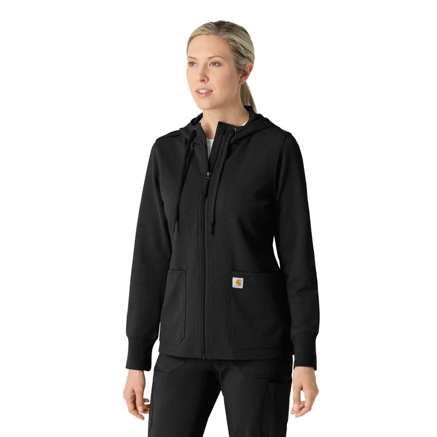 Carhartt-hettetrøje med fuld lynlås og vaffelstruktur til kvinder