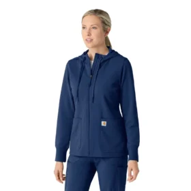 Carhartt-hettetrøje med fuld lynlås og vaffelstruktur til kvinder