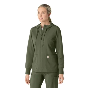Carhartt-hettetrøje med fuld lynlås og vaffelstruktur til kvinder