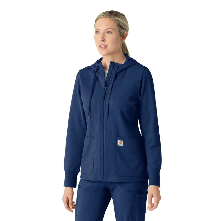 Carhartt-hettetrøje med fuld lynlås og vaffelstruktur til kvinder
