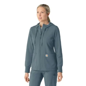 Carhartt-hettetrøje med fuld lynlås og vaffelstruktur til kvinder