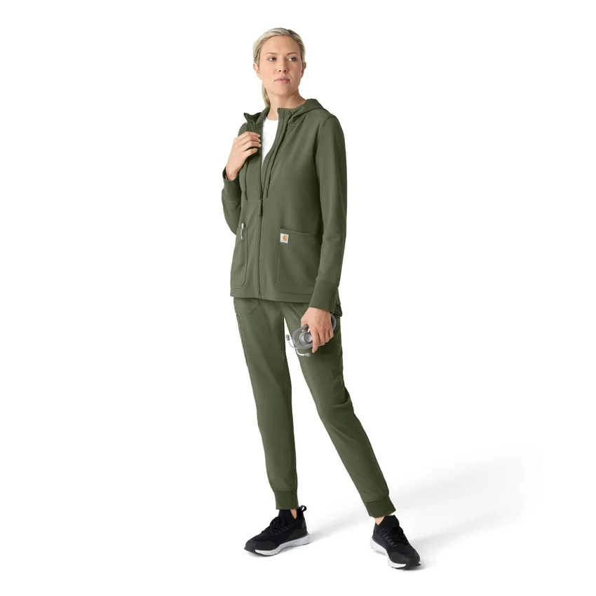 Carhartt-hettetrøje med fuld lynlås og vaffelstruktur til kvinder