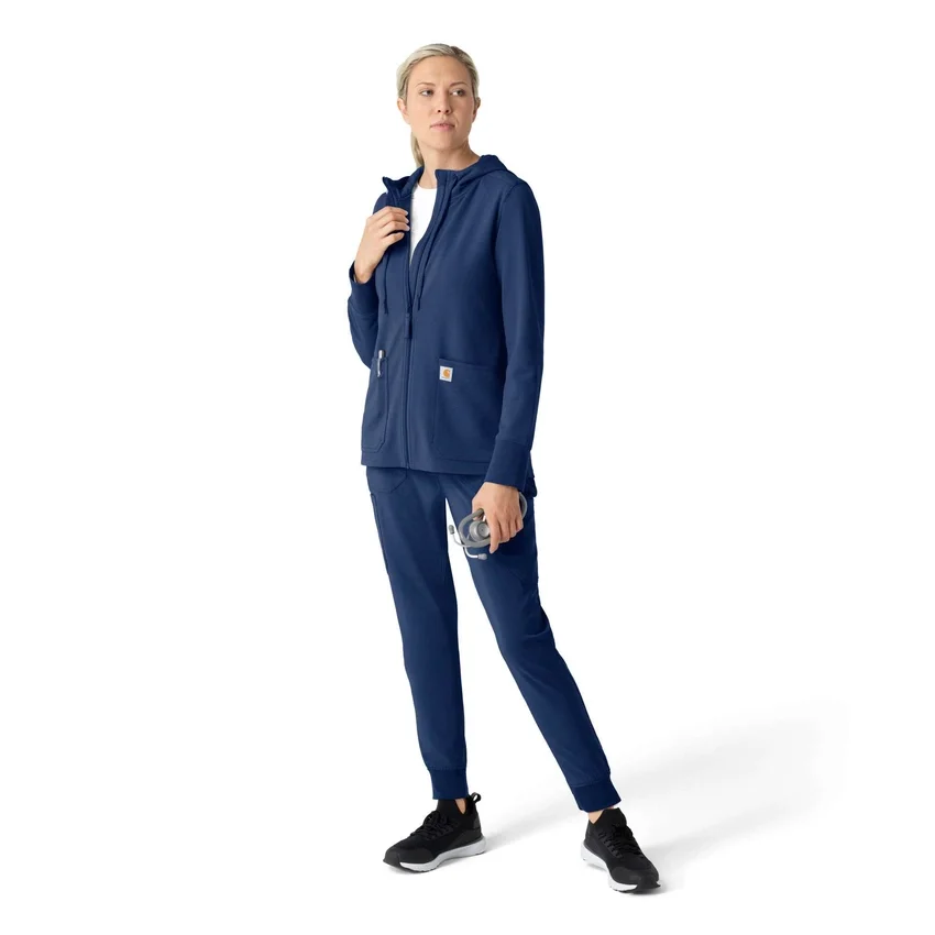 Carhartt-hettetrøje med fuld lynlås og vaffelstruktur til kvinder