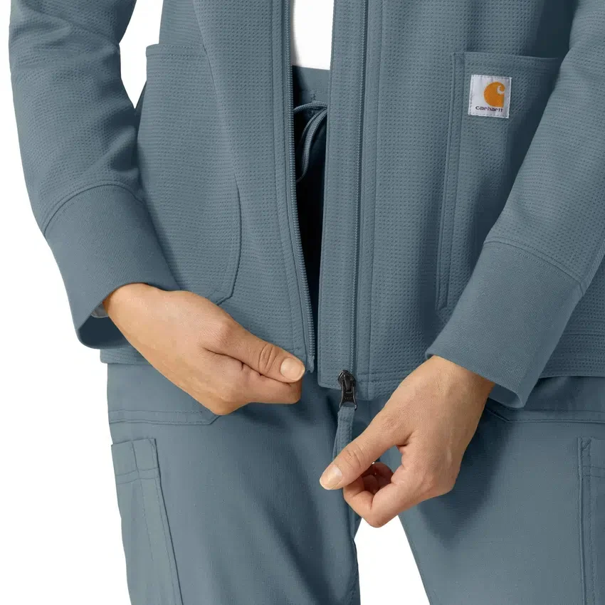 Carhartt-hettetrøje med fuld lynlås og vaffelstruktur til kvinder
