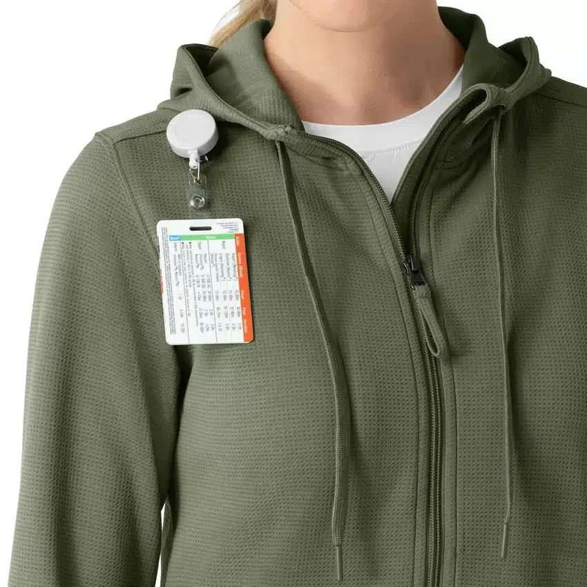 Carhartt-hettetrøje med fuld lynlås og vaffelstruktur til kvinder