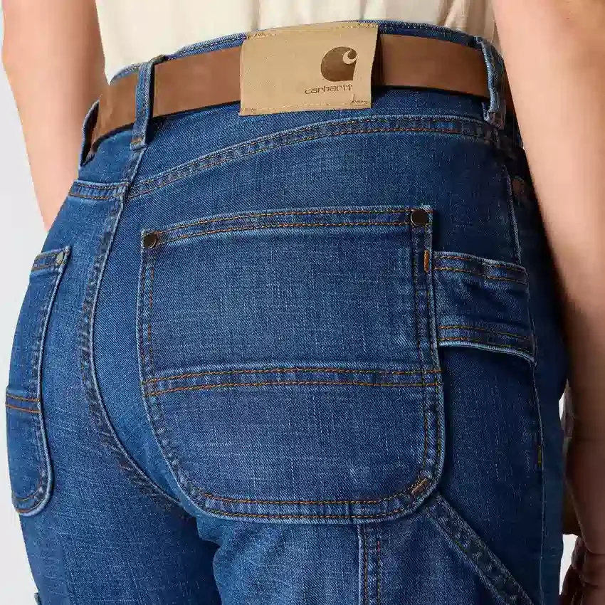 Carpenter-arbejdsjeans til kvinder med mellemhøj talje og stretch