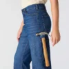 Carpenter-arbejdsjeans til kvinder med mellemhøj talje og stretch