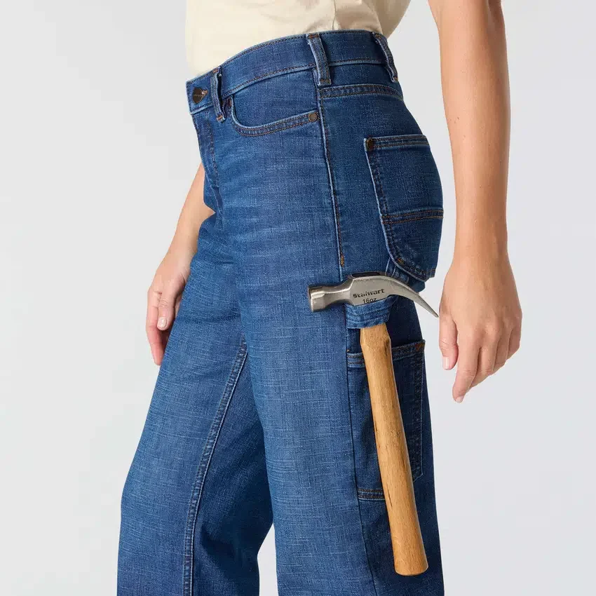 Carpenter-arbejdsjeans til kvinder med mellemhøj talje og stretch