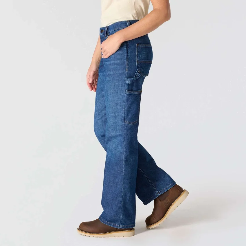 Carpenter-arbejdsjeans til kvinder med mellemhøj talje og stretch