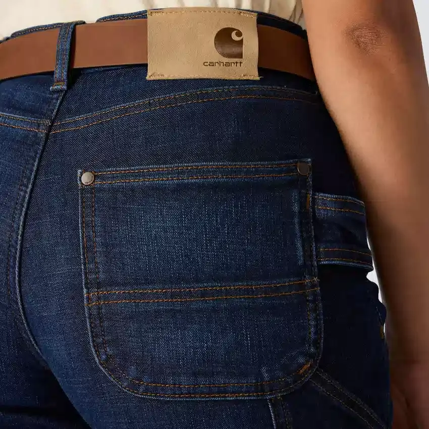Carpenter-jeans til kvinder med mellemhøj talje og fleeceforing