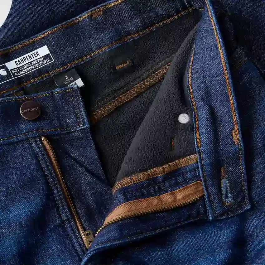 Carpenter-jeans til kvinder med mellemhøj talje og fleeceforing