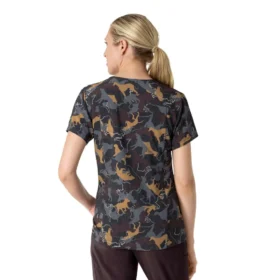 Cross-Flex-scrubbluse med V-hals og print til kvinder
