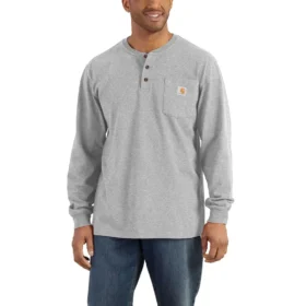 Dearborn Loose Fit Heavyweight langærmet Henley-skjorte med lomme for mænd