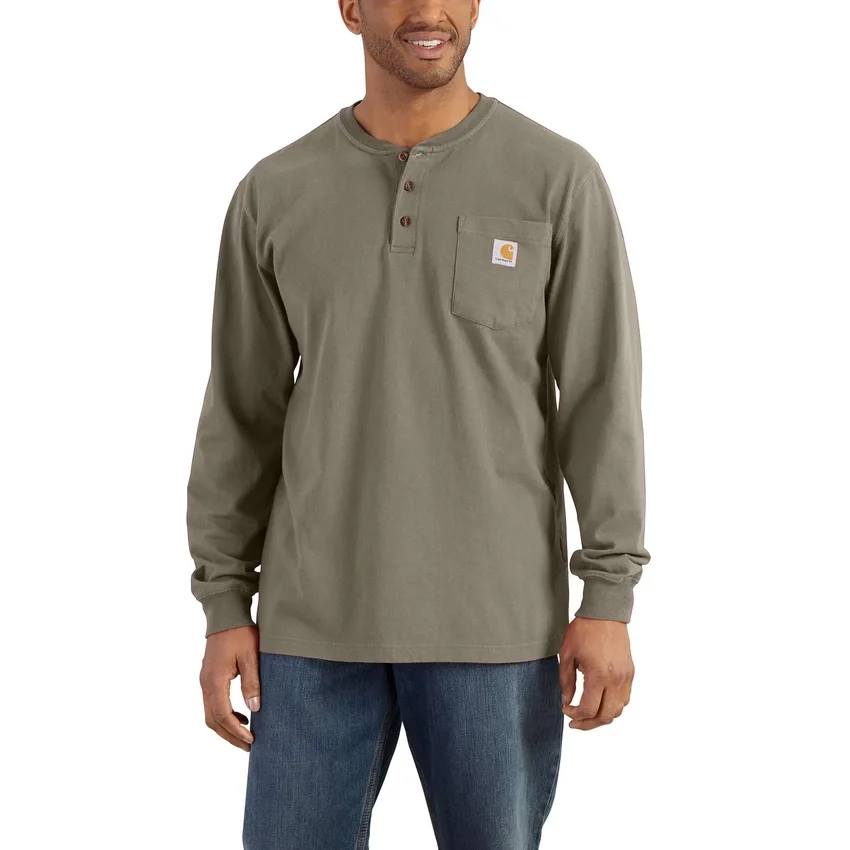 Dearborn Loose Fit Heavyweight langærmet Henley-skjorte med lomme for mænd