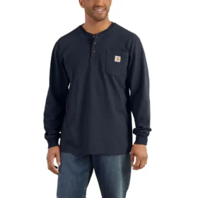 Dearborn Loose Fit Heavyweight langærmet Henley-skjorte med lomme for mænd