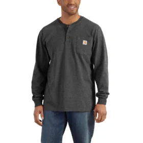 Dearborn Loose Fit Heavyweight langærmet Henley-skjorte med lomme for mænd