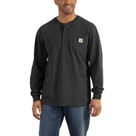 Dearborn Loose Fit Heavyweight langærmet Henley-skjorte med lomme for mænd