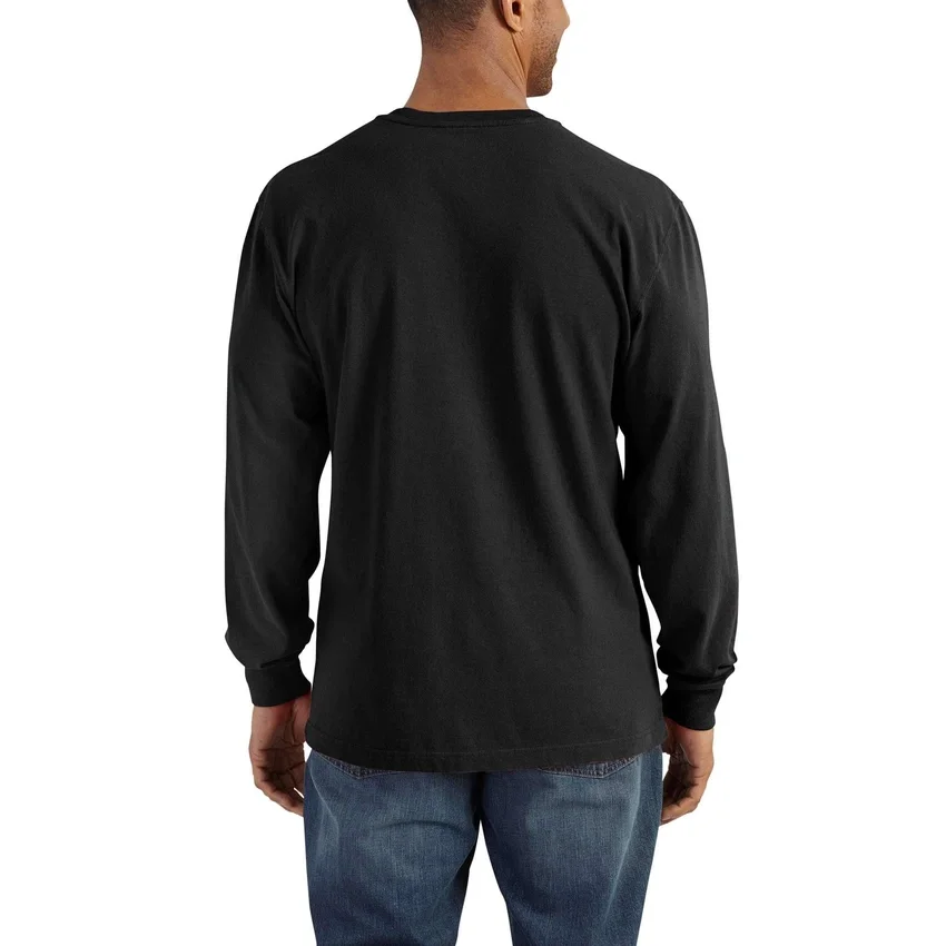 Dearborn Loose Fit Heavyweight langærmet Henley-skjorte med lomme for mænd
